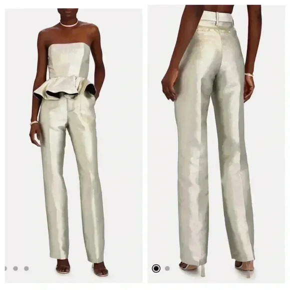NWT Ronny Kobo Moody Metallic Lamé Seamed Straight Leg Pants size XS - Picture 10 of 10